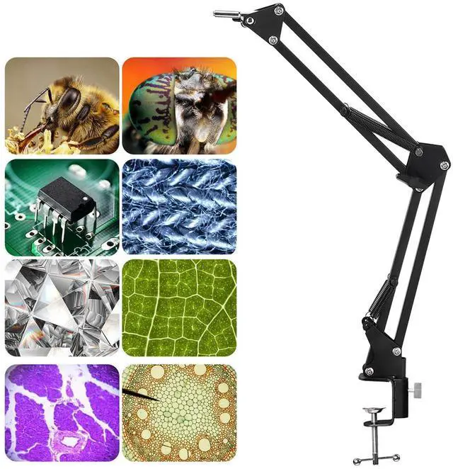 Alt view image 5 of 6 - Microscope Articulated Arm Stand, 360° Rotation HDMI USB Camera Lens Holder with 50mm Lens Fixing Ring and Clamp Universal Telescopic Folding Electronic Soldering Repairing Stand