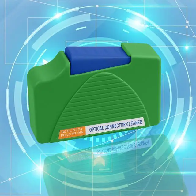 Main image of Fiber Cleaner Box for FC/SC/LC/ST, 500+ Cleans, 1pc | Fiber cleaner box for FC/SC/LC/ST end faces. anti-static swab. Green, compact. For FTTH connector maintenance