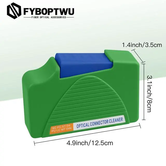 Alt view image 2 of 6 - Fiber Cleaner Box for FC/SC/LC/ST, 500+ Cleans, 1pc | Fiber cleaner box for FC/SC/LC/ST end faces. anti-static swab. Green, compact. For FTTH connector maintenance