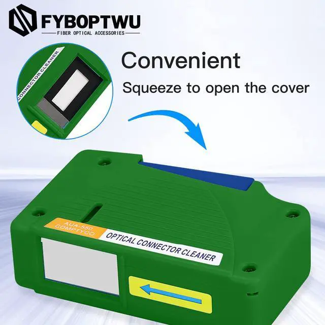 Alt view image 5 of 6 - Fiber Cleaner Box for FC/SC/LC/ST, 500+ Cleans, 1pc | Fiber cleaner box for FC/SC/LC/ST end faces. anti-static swab. Green, compact. For FTTH connector maintenance
