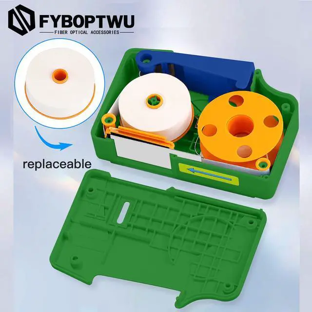 Alt view image 6 of 6 - Fiber Cleaner Box for FC/SC/LC/ST, 500+ Cleans, 1pc | Fiber cleaner box for FC/SC/LC/ST end faces. anti-static swab. Green, compact. For FTTH connector maintenance