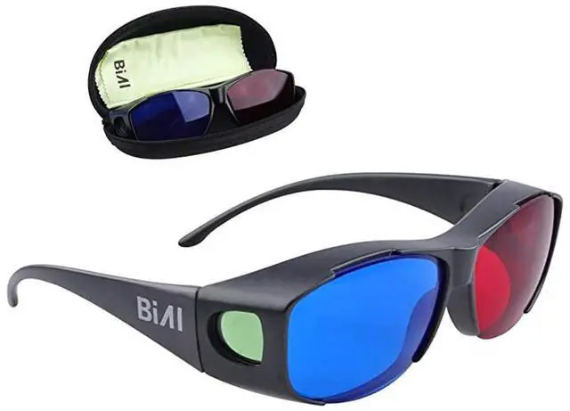 Main image of 2 Pack Red-Blue 3D Glasses with Case Glassese Cloth Cyan Anaglyph Simple Style 3D Movie Game- Extra Upgrade