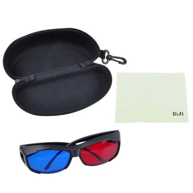 Alt view image 6 of 6 - 2 Pack Red-Blue 3D Glasses with Case Glassese Cloth Cyan Anaglyph Simple Style 3D Movie Game- Extra Upgrade