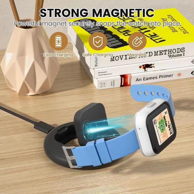 Alt view image 2 of 4 - Compatible with SyncUP Kids Watch 1 Charger Stand Dock, for T-Mobile Sync UP Kids Watch Power Base with 3.3 Feet Charger Cable (NOT for Sync UP Kids Watch 2) (Foldable Black)