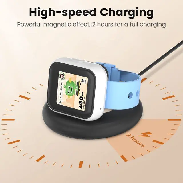 Alt view image 3 of 4 - Compatible with SyncUP Kids Watch 1 Charger Stand Dock, for T-Mobile Sync UP Kids Watch Power Base with 3.3 Feet Charger Cable (NOT for Sync UP Kids Watch 2) (Foldable Black)