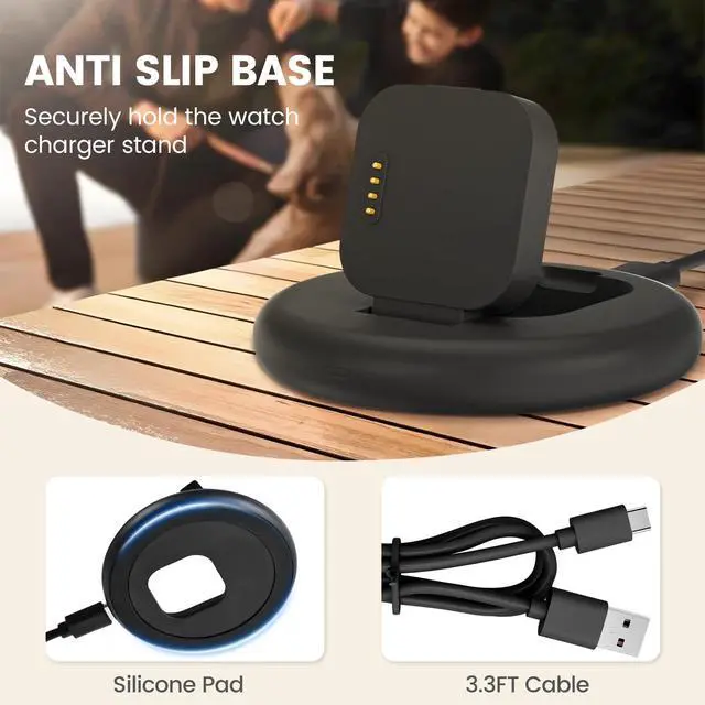 Alt view image 4 of 4 - Compatible with SyncUP Kids Watch 1 Charger Stand Dock, for T-Mobile Sync UP Kids Watch Power Base with 3.3 Feet Charger Cable (NOT for Sync UP Kids Watch 2) (Foldable Black)