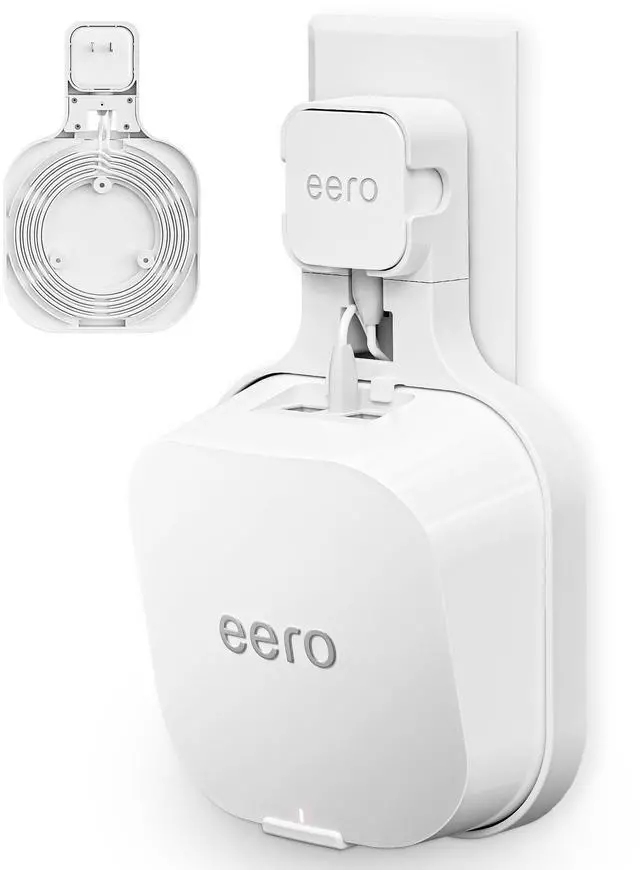 Main image of Wall Mount Shelf for eero 7 Wi-Fi Mesh System, White, 1 Pack | Plug-in or Screw-Mount Outlet Holder Bracket, Space Saving Stand with Cable Management, Drill-Free Sturdy Router Hanger