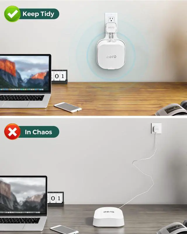Alt view image 3 of 6 - Wall Mount Shelf for eero 7 Wi-Fi Mesh System, White, 1 Pack | Plug-in or Screw-Mount Outlet Holder Bracket, Space Saving Stand with Cable Management, Drill-Free Sturdy Router Hanger