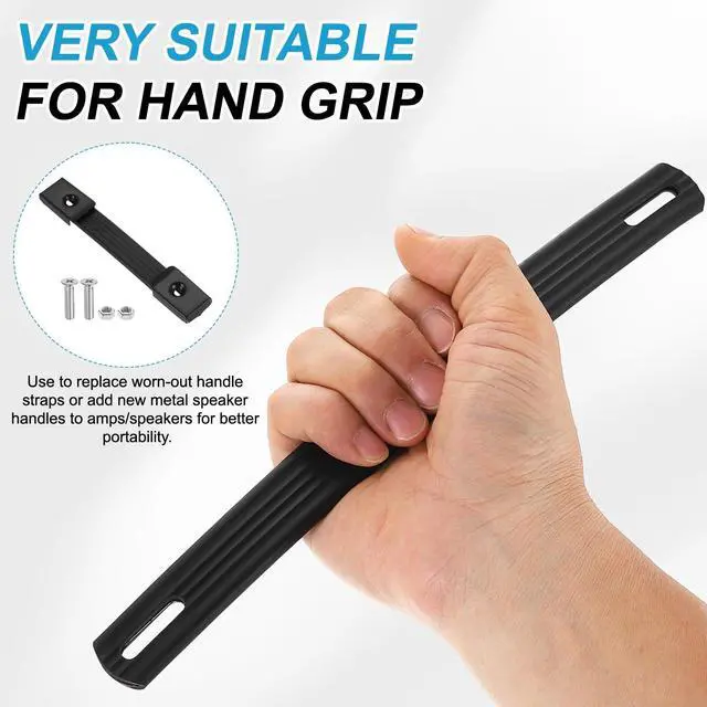 Alt view image 4 of 6 - 2 Pieces 6.3 Inches Speaker Cabinet Strap Handles, Handle Pull Metal Caps Buckle Grasp Strap Hardware for Speaker Flight Case, Black