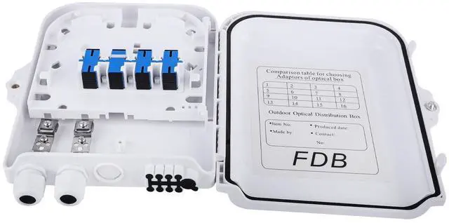 Main image of Fiber Distribution Box, ABS Plastic FTTH Fiber Distribution Box-4 Port Fiber Optic Terminal Junction Splitter Box (8 Core with SC/UPC)