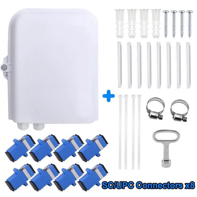Alt view image 5 of 6 - Fiber Distribution Box, ABS Plastic FTTH Fiber Distribution Box-4 Port Fiber Optic Terminal Junction Splitter Box (8 Core with SC/UPC)