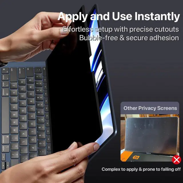 Alt view image 5 of 6 - Privacy Screen for MacBook Air 13.6 Inch (20252022, A2681 A3113 A3240),Reusable Adhesive Wide-angle privacy Filter, High Light Transmission, Slim Fit, Easy to Wash & Removable- Matte
