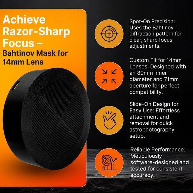 Alt view image 2 of 6 - SplashNColor Bahtinov Mask for Samyang 14mm Lens Slide-On Lens Cap and Precision Focusing Aid for Astrophotography Essential Telescope Accessories for Sharp Focus in Night Sky Imaging