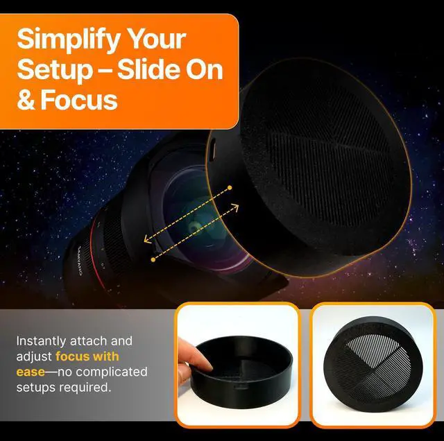 Alt view image 6 of 6 - SplashNColor Bahtinov Mask for Samyang 14mm Lens Slide-On Lens Cap and Precision Focusing Aid for Astrophotography Essential Telescope Accessories for Sharp Focus in Night Sky Imaging