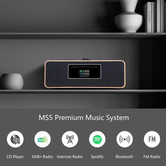 Alt view image 2 of 6 - MS5 CD Player,Internet Radio, Spotify, Bluetooth, FM Stereo, Oak | 2.4in colour display, 40 presets, remote control, wooden cabinet, headphone jack, EQ modes, remote
