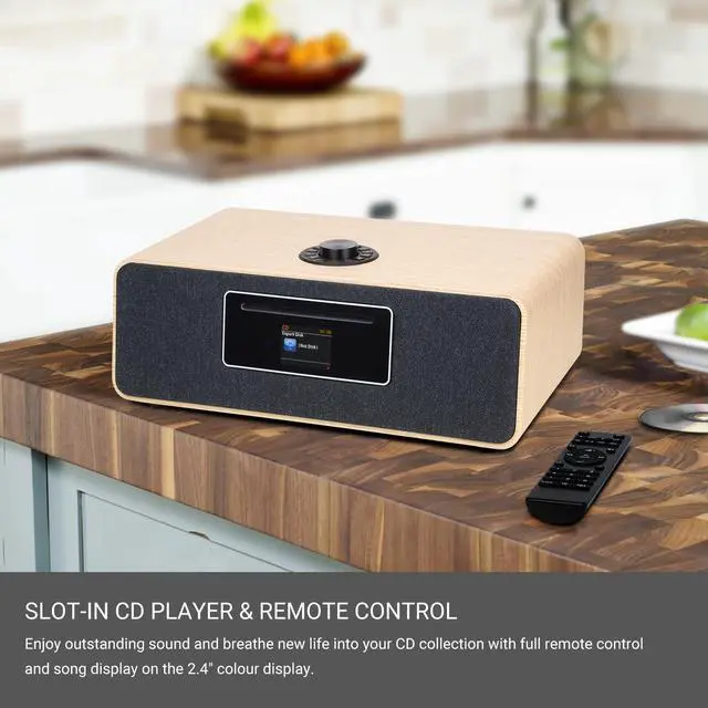 Alt view image 3 of 6 - MS5 CD Player,Internet Radio, Spotify, Bluetooth, FM Stereo, Oak | 2.4in colour display, 40 presets, remote control, wooden cabinet, headphone jack, EQ modes, remote