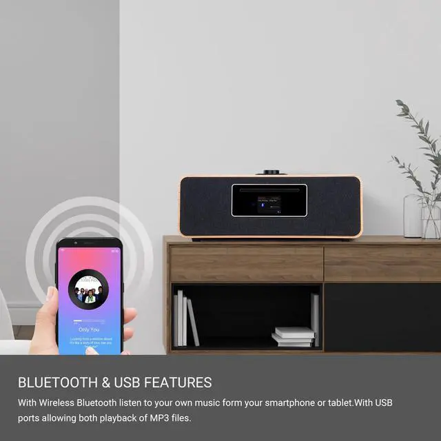 Alt view image 5 of 6 - MS5 CD Player,Internet Radio, Spotify, Bluetooth, FM Stereo, Oak | 2.4in colour display, 40 presets, remote control, wooden cabinet, headphone jack, EQ modes, remote