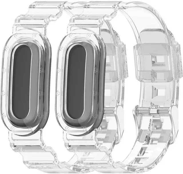 Main image of 2-Pack Sport Band for Google Fitbit Air, Water & Sweat Resistant, Rugged Breathable Replacement Case Band, Transparent Crystal Adjustable TPU Strap Bumper Case for Fitbit Air for Women Men