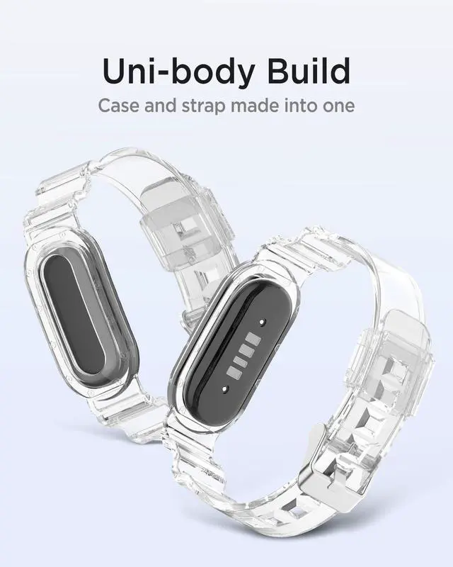 Alt view image 2 of 6 - 2-Pack Sport Band for Google Fitbit Air, Water & Sweat Resistant, Rugged Breathable Replacement Case Band, Transparent Crystal Adjustable TPU Strap Bumper Case for Fitbit Air for Women Men