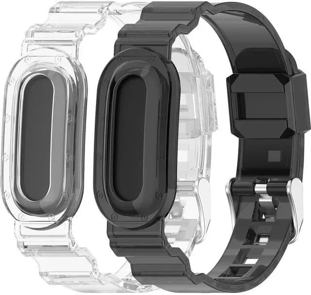 Main image of 2-Pack Sport Band for Google Fitbit Air, Water & Sweat Resistant, Rugged Breathable Replacement Case Band, Transparent Crystal Adjustable TPU Strap Bumper Case for Fitbit Air for Women Men