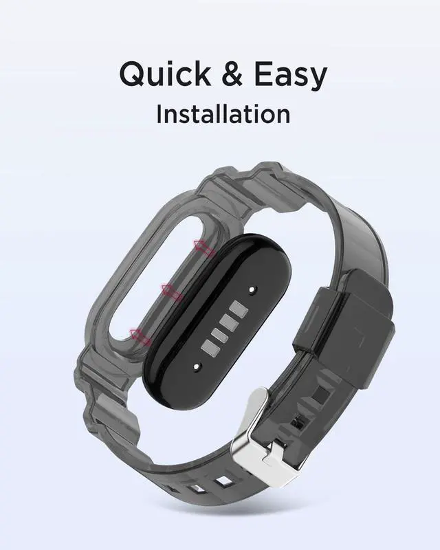 Alt view image 3 of 6 - 2-Pack Sport Band for Google Fitbit Air, Water & Sweat Resistant, Rugged Breathable Replacement Case Band, Transparent Crystal Adjustable TPU Strap Bumper Case for Fitbit Air for Women Men
