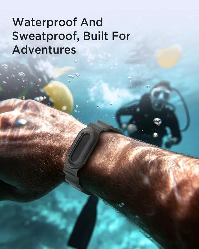 Alt view image 6 of 6 - 2-Pack Sport Band for Google Fitbit Air, Water & Sweat Resistant, Rugged Breathable Replacement Case Band, Transparent Crystal Adjustable TPU Strap Bumper Case for Fitbit Air for Women Men