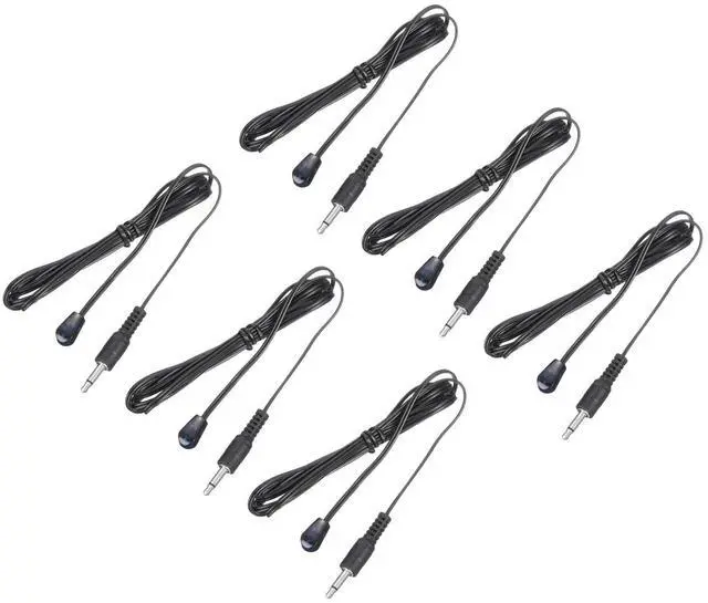 Main image of IR Infrared Emitter Sensor Receiver,Extension Cable 1.5m(4.9ft) Length 3.5mm Jack Single Black with Blue Head Pack of 6