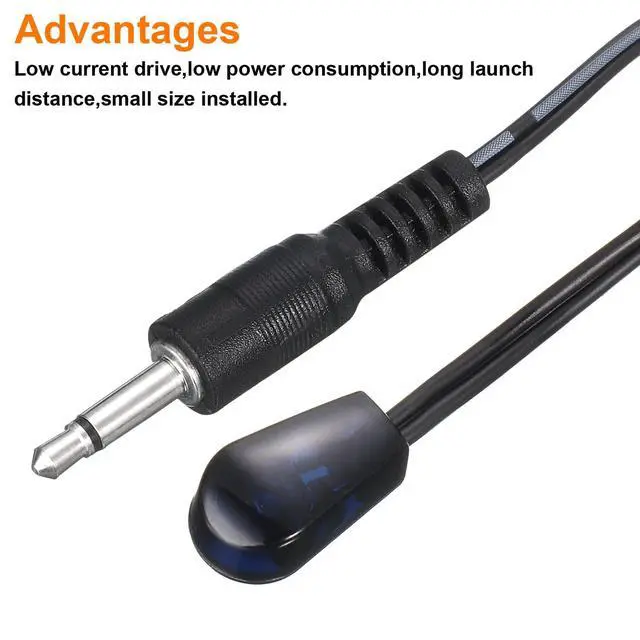 Alt view image 4 of 4 - IR Infrared Emitter Sensor Receiver,Extension Cable 1.5m(4.9ft) Length 3.5mm Jack Single Black with Blue Head Pack of 6