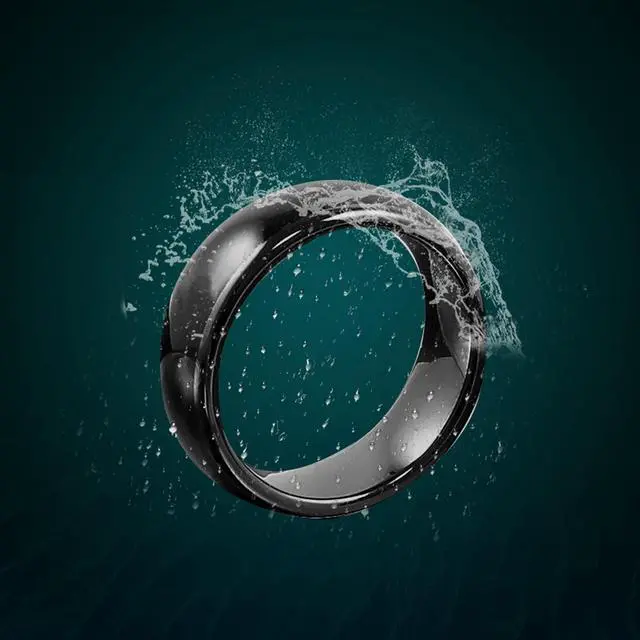 Alt view image 5 of 6 - Waterproof Ceramic NFC Ring, NFC Forum Type 2 215 496 Bytes Chip Universal for Mobile Phone, All-Round Sensing Technology Wearable Smart Ring, Fasion Ring for Men or Women (9#, Black)