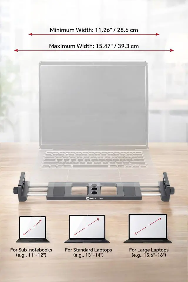 Alt view image 3 of 6 - CH-01 Laptop Tripod Mount, Adjustable Laptop Holder with Arca Swiss Plate | 1/4" & 3/8" Screw Holes, Anti-Slip Rubber Pad, Fits 11.26" to 15.47" Wide Laptops for Recording, Streaming & Studio Use