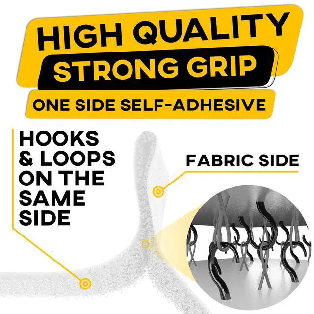 Alt view image 2 of 6 - Hook and Loop Cable Straps 30 Feet with 50 Bucklets and 25 Carabineres, Reusable Fastening Cable Ties, Wire Management Securing Strap for Cable Tidy, Wire Management, Multi-Purpose Cord Organizer