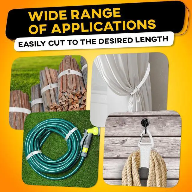 Alt view image 6 of 6 - Hook and Loop Cable Straps 30 Feet with 50 Bucklets and 25 Carabineres, Reusable Fastening Cable Ties, Wire Management Securing Strap for Cable Tidy, Wire Management, Multi-Purpose Cord Organizer