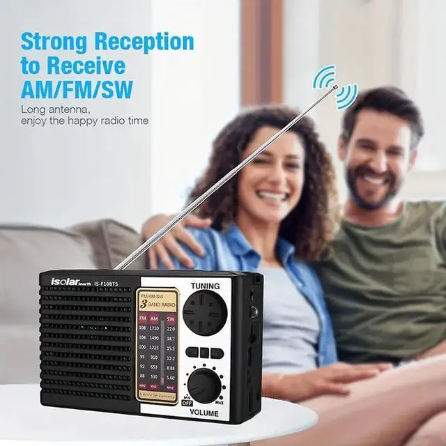Alt view image 3 of 6 - Portable Solar Radio, AM/FM/SW Bands, Digital Speaker with Strong Reception, LED Lights, USB Charging, Detachable Battery for Camping and Mountaineering Outdoor Camping Jogging