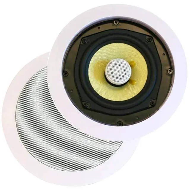 Main image of 2-Way in-Ceiling Speakers 8 Inch (Pair) 80W Nominal, 160W Max, 8 Ohms, 9.65 Inch Cutout Diameter, Aramid Fiber Fiber Cone Driver and Titanium Silk Dome Tweeters, White - Caliber Series