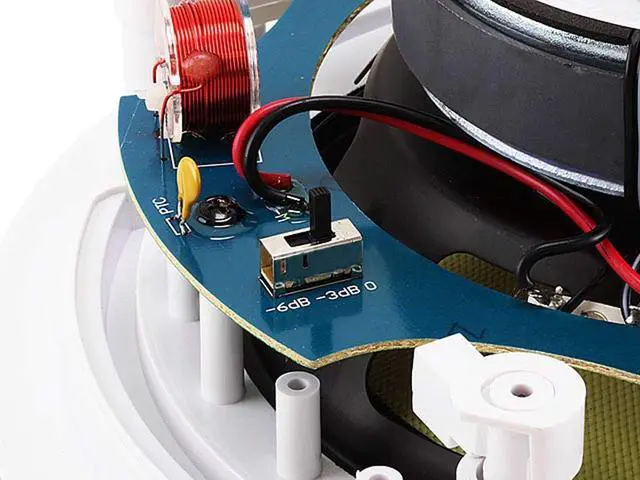 Alt view image 6 of 6 - 2-Way in-Ceiling Speakers 8 Inch (Pair) 80W Nominal, 160W Max, 8 Ohms, 9.65 Inch Cutout Diameter, Aramid Fiber Fiber Cone Driver and Titanium Silk Dome Tweeters, White - Caliber Series
