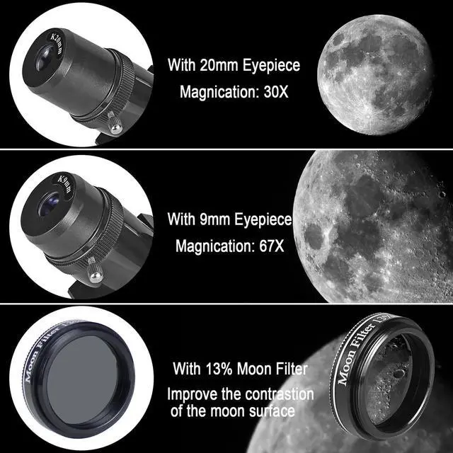 Alt view image 3 of 6 - Telescope for Adults High Powered, 80mm Aperture 600mm AZ Mount Refractor Telescope with 8pcs Telescope Accessory Kit