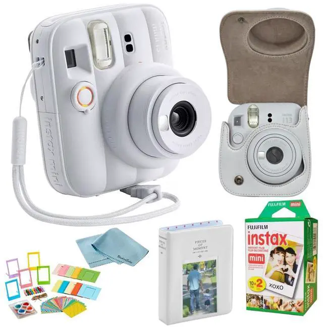 Main image of instax Mini 13 Clay White Instant Camera Bundle with 20 Sheets instax Mini Film, Carrying Case, Photo Album, Assorted Photo Frames & BluebirdSales Microfiber Cleaning Cloth