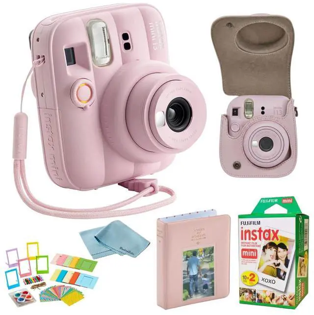 Main image of instax Mini 13 Candy Pink Instant Camera Bundle with 20 Sheets instax Mini Film, Carrying Case, Photo Album, Assorted Photo Frames & BluebirdSales Microfiber Cleaning Cloth (Candy Pink)