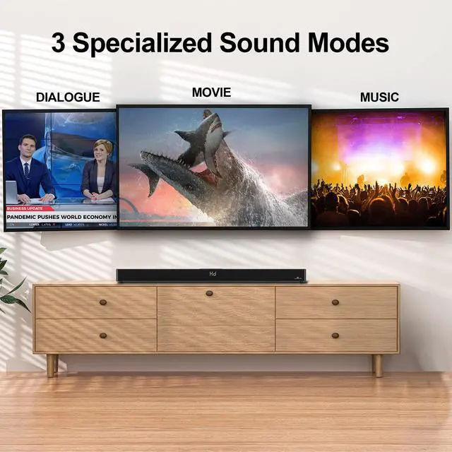 Alt view image 2 of 6 - 36 Inch 2.1 Sound Bar for TV with Dual Built-in Subwoofers | 140W all-in-one soundbar with dual built-in subwoofers, 4 EQ modes, HDMI ARC, Optical, AUX, USB & Bluetooth 5.0