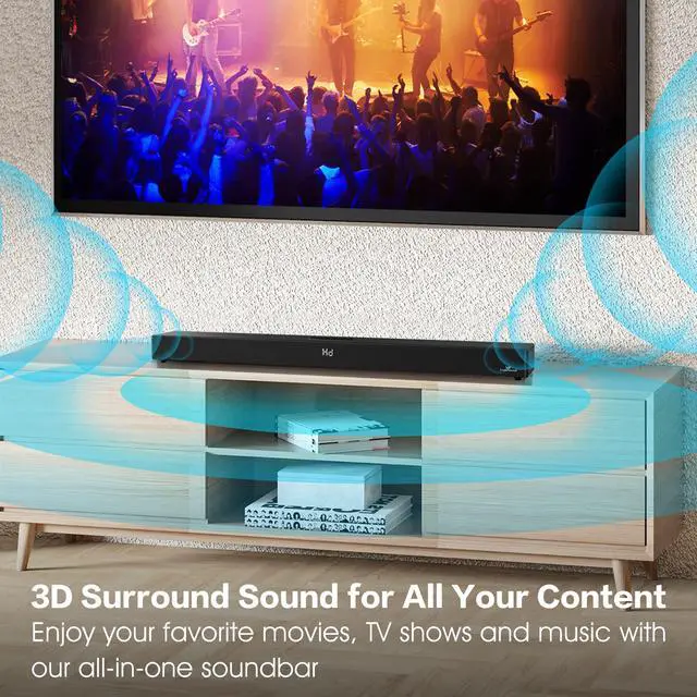 Alt view image 4 of 6 - 36 Inch 2.1 Sound Bar for TV with Dual Built-in Subwoofers | 140W all-in-one soundbar with dual built-in subwoofers, 4 EQ modes, HDMI ARC, Optical, AUX, USB & Bluetooth 5.0