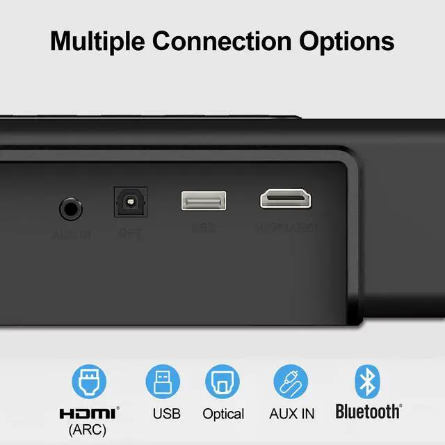 Alt view image 6 of 6 - 36 Inch 2.1 Sound Bar for TV with Dual Built-in Subwoofers | 140W all-in-one soundbar with dual built-in subwoofers, 4 EQ modes, HDMI ARC, Optical, AUX, USB & Bluetooth 5.0
