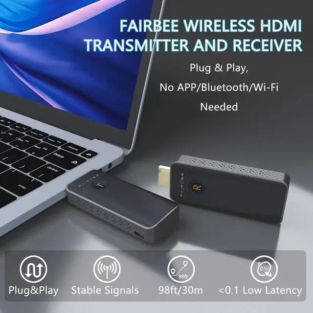 Alt view image 2 of 6 - Wireless HDMI Transmitter and Receiver, 4K Decode 1080P Output, Plug&Play Portable HDMI Wireless Extender Kit, Support 5.8G/2.4G @60Hz/100ft (1)