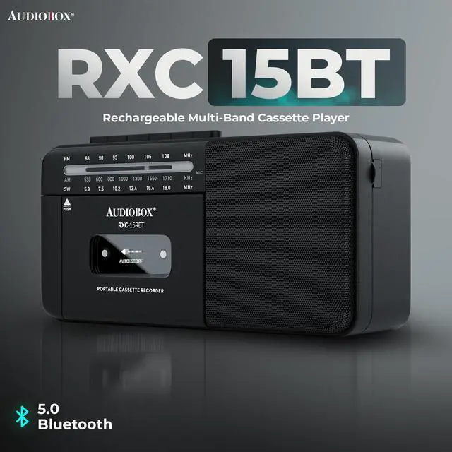 Alt view image 3 of 6 - Portable Cassette Player, Bluetooth Multi-Band Boombox | AM/FM/SW Radio, USB Playback, AUX Input, 2400mAh Rechargeable Battery, Full-Range Stereo Speaker, Easy-Carry Handle