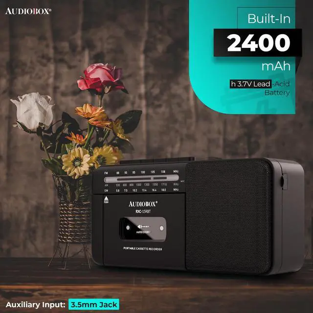 Alt view image 4 of 6 - Portable Cassette Player, Bluetooth Multi-Band Boombox | AM/FM/SW Radio, USB Playback, AUX Input, 2400mAh Rechargeable Battery, Full-Range Stereo Speaker, Easy-Carry Handle