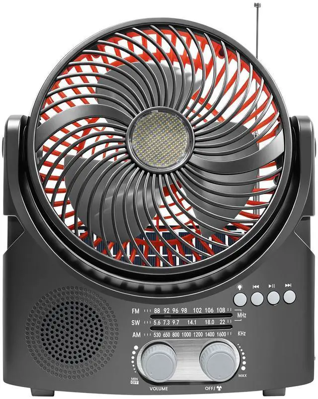 Main image of Portable Solar Fan Radio,AM/FM/SW Radio,USB/TF,3-Level Dimmable LED Light, Bluetooth Speaker for Outdoor/Home