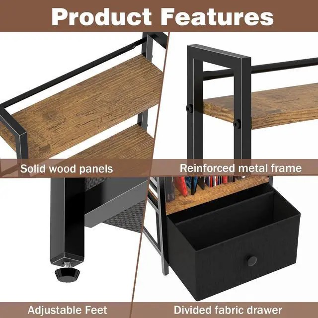 Alt view image 3 of 6 - 6-Tier Wooden CD & Stereo Stand, Compact Audio Rack Cabinet | Game console shelf,Ideal for DVD players/Xbox,Space-saving tower design,6-tier storage for CDs/audio