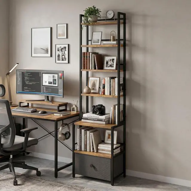 Alt view image 6 of 6 - 6-Tier Wooden CD & Stereo Stand, Compact Audio Rack Cabinet | Game console shelf,Ideal for DVD players/Xbox,Space-saving tower design,6-tier storage for CDs/audio