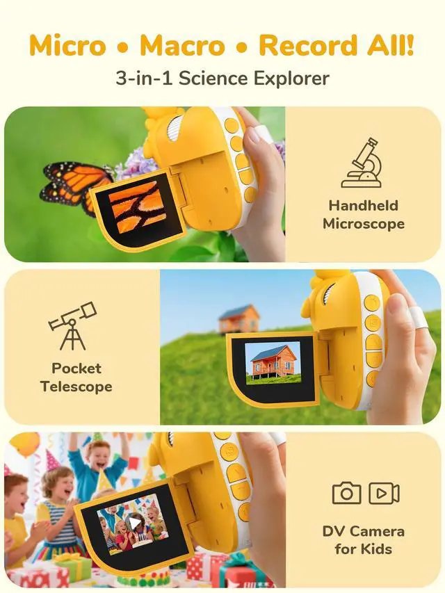 Alt view image 2 of 6 - Digital Microscope for Kids - Handheld Pocket 1000X Zoom with 2" Screen Digital Kids Microscope, Portable Compact Body, for Education and Outdoor Activities
