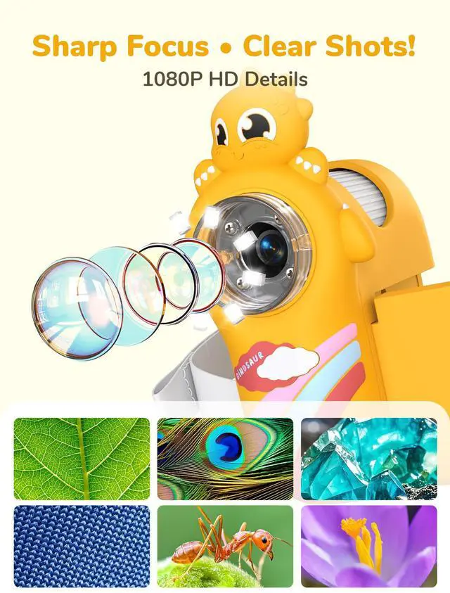 Alt view image 3 of 6 - Digital Microscope for Kids - Handheld Pocket 1000X Zoom with 2" Screen Digital Kids Microscope, Portable Compact Body, for Education and Outdoor Activities