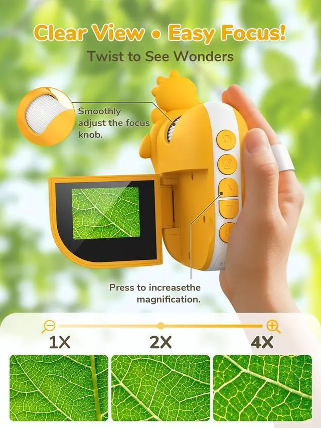 Alt view image 5 of 6 - Digital Microscope for Kids - Handheld Pocket 1000X Zoom with 2" Screen Digital Kids Microscope, Portable Compact Body, for Education and Outdoor Activities